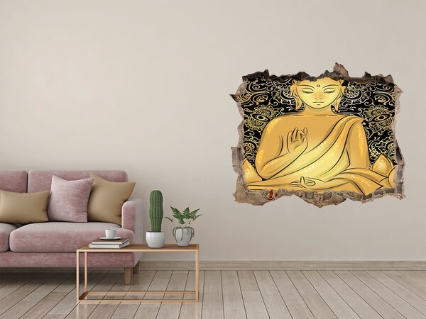Hole wall sticker Golden Buddha surrounded by a mandala