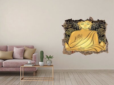 Hole wall sticker Golden Buddha surrounded by a mandala