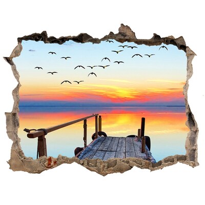 Hole in the wall sticker Sunset over the lake