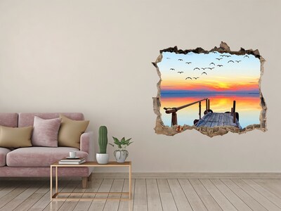Hole in the wall sticker Sunset over the lake