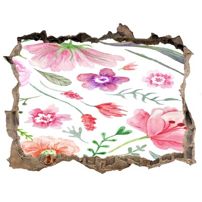 Hole wall sticker Flower garden behind the wall