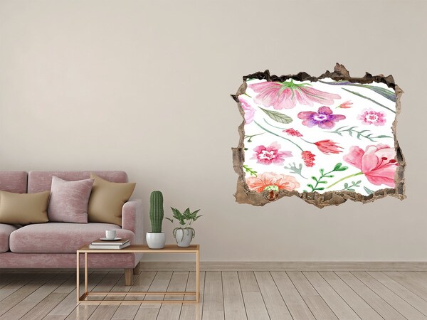 Hole wall sticker Flower garden behind the wall