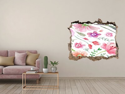 Hole wall sticker Flower garden behind the wall