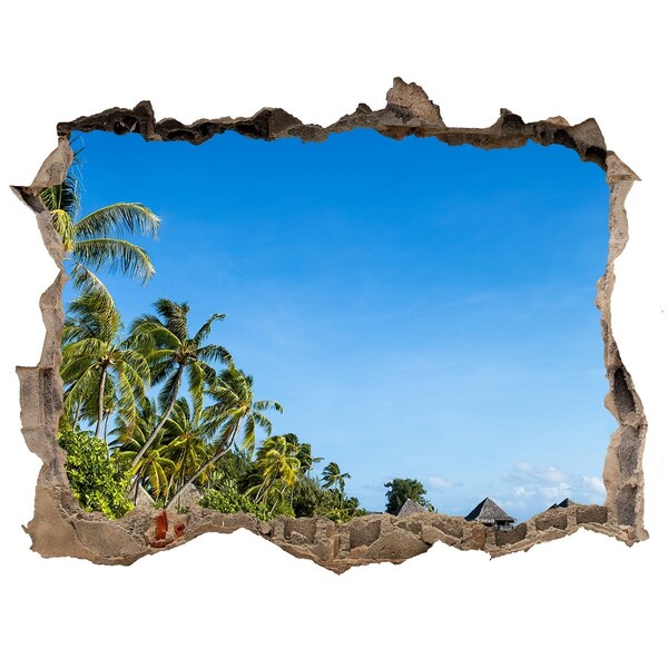 Hole in the wall decal Tropical beach with palm trees