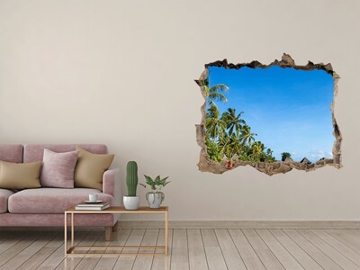 Hole in the wall decal Tropical beach with palm trees