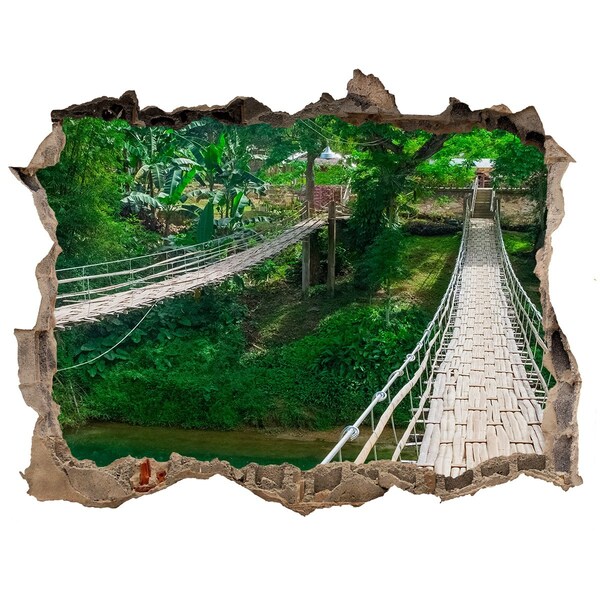 3D wall hole Green bridge in the jungle