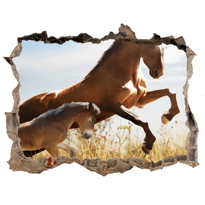 3D wall hole Mare with foal