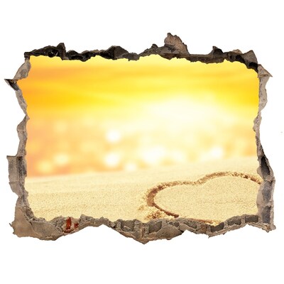 Hole wall sticker Golden beach with a heart