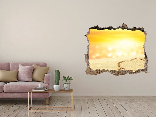Hole wall sticker Golden beach with a heart