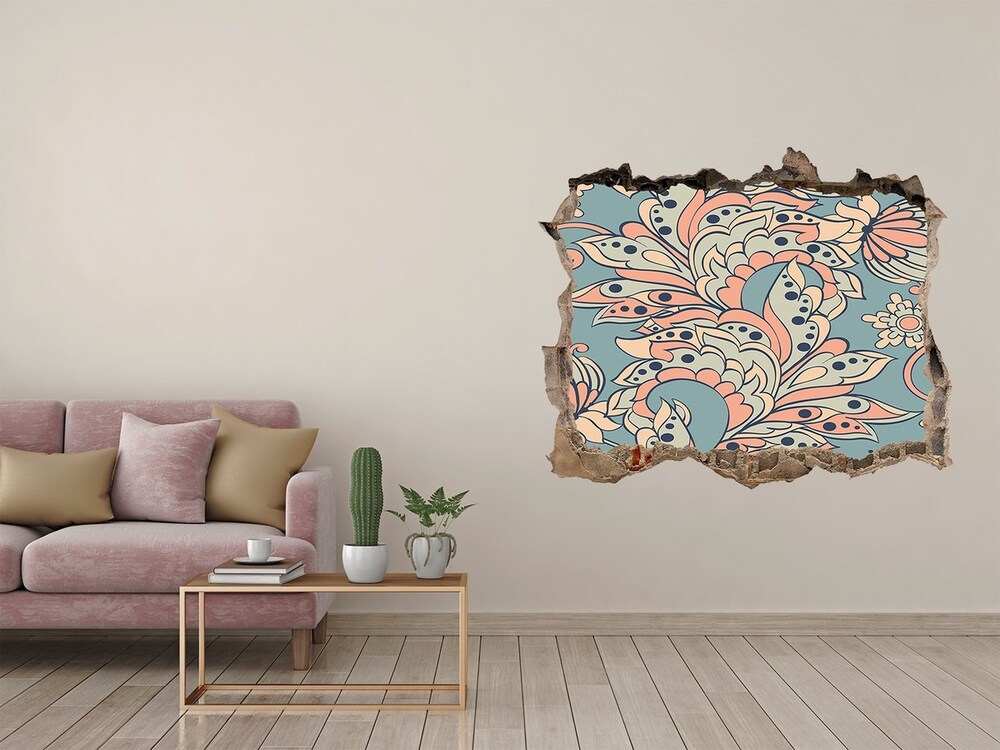 Hole wall sticker Ethnic flowers