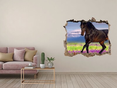 Hole wall sticker Horse in the field of lavender