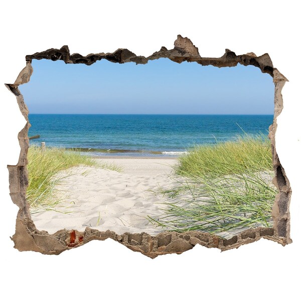 3D wall hole wallpaper View of the beach