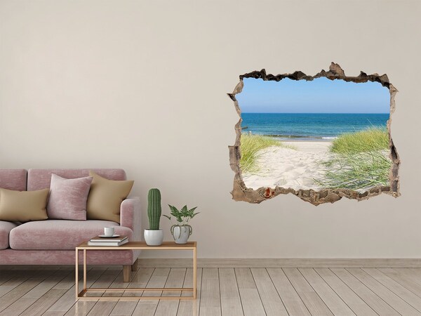 3D wall hole wallpaper View of the beach