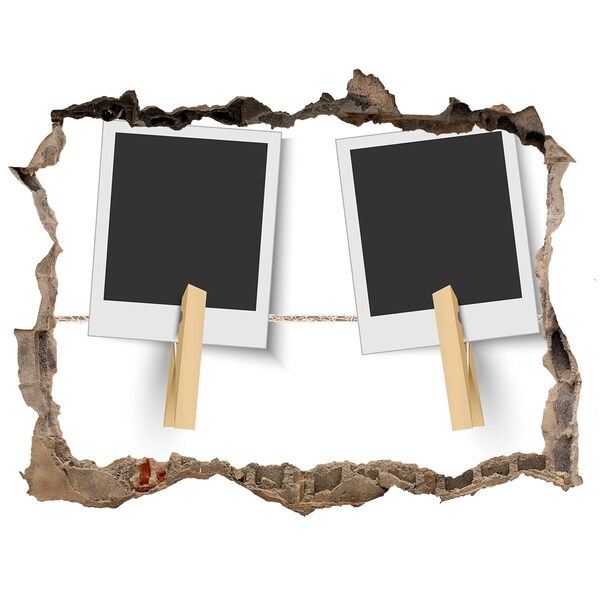 Hole in the wall decal A damaged wall with picture frames