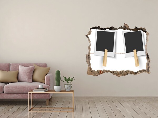 Hole in the wall decal A damaged wall with picture frames