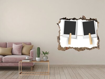 Hole in the wall decal A damaged wall with picture frames