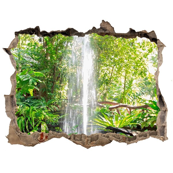 Hole wall sticker Tropical waterfall in the jungle
