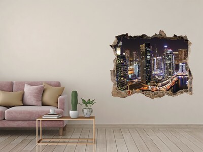 Hole in the wall decal Dubai night panorama