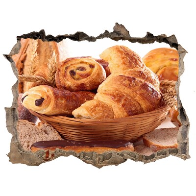Hole in the wall sticker Delicious baked goods in a basket