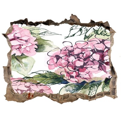 Hole in the wall decal Flower landscape through a hole in the wall