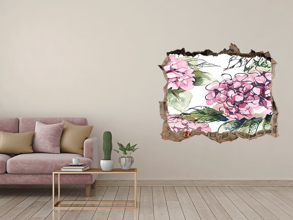 Hole in the wall decal Hydrangea