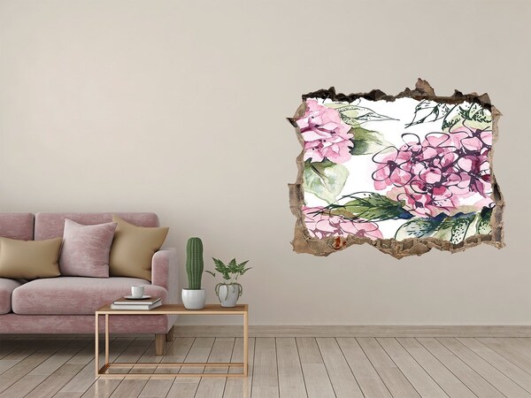 Hole in the wall decal Flower landscape through a hole in the wall