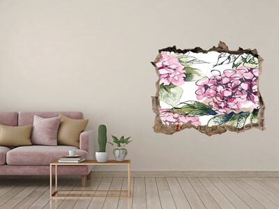 Hole in the wall decal Flower landscape through a hole in the wall