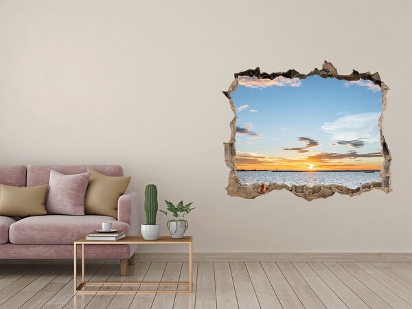 Hole in the wall decal Sunset over the sea