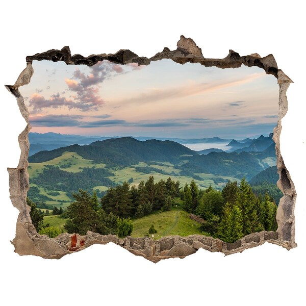 Hole in the wall decal Mountain landscape at sunrise