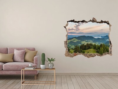 Hole in the wall decal Mountain landscape at sunrise