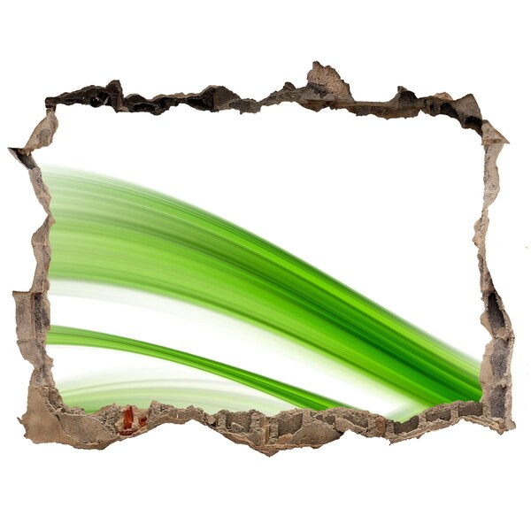 3D wall hole wallpaper Green meadow through a hole in the wall