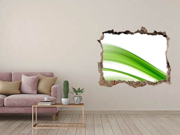 3D wall hole wallpaper Green meadow through a hole in the wall