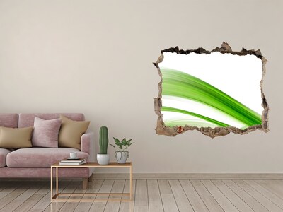 3D wall hole wallpaper Green meadow through a hole in the wall