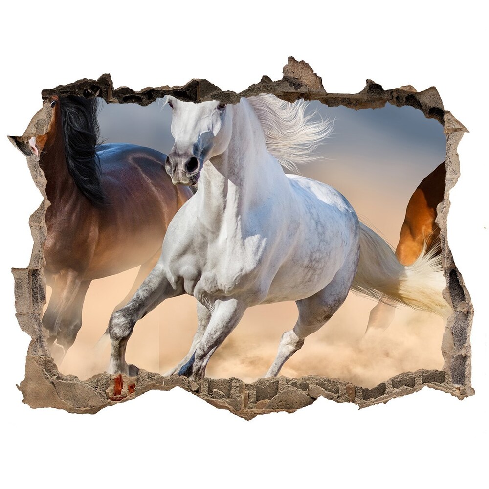 Hole wall sticker Horses in the desert