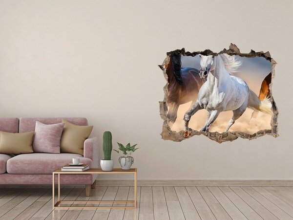 Hole wall sticker Wild gallop of horses