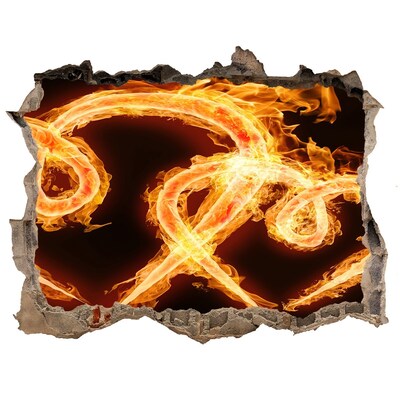 Hole wall sticker Burning snakes in the fire