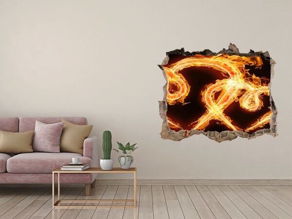 Hole wall sticker Burning snakes in the fire