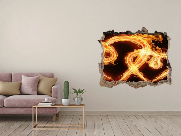 Hole wall sticker Fiery hearts