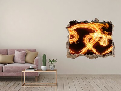 Hole wall sticker Burning snakes in the fire