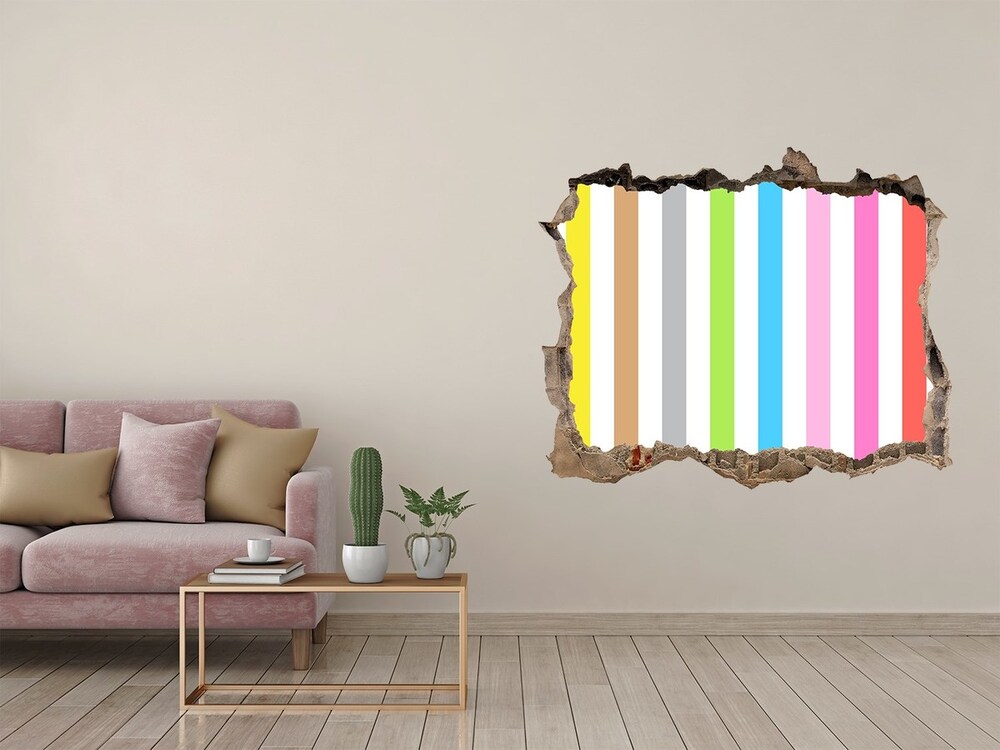 Hole in the wall sticker Colorful stripes