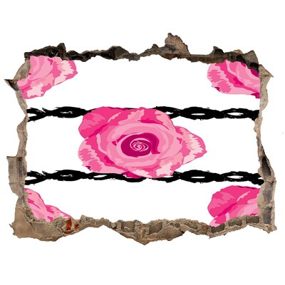 Hole wall sticker brick roses