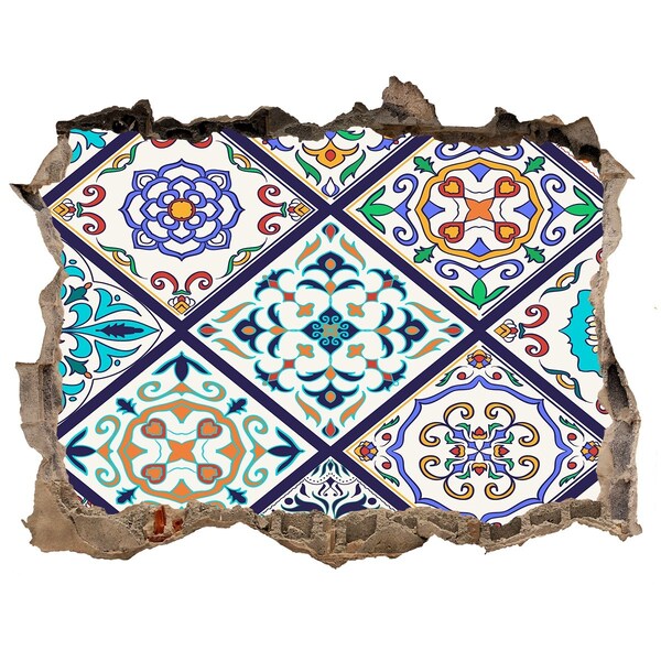 Hole wall sticker Colorful pattern on tiles