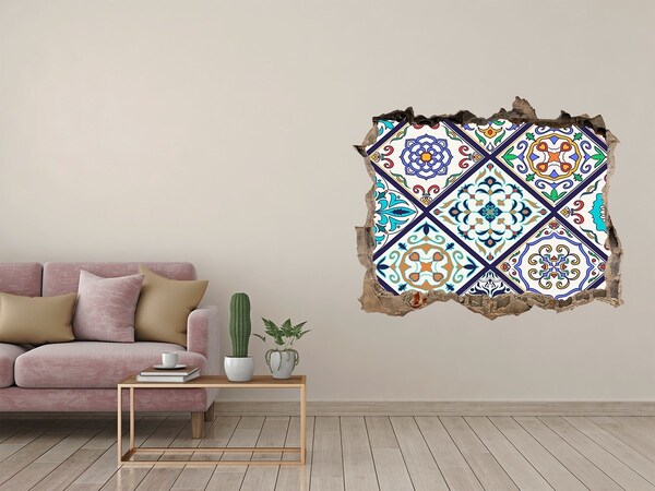 Hole wall sticker Colorful pattern on tiles