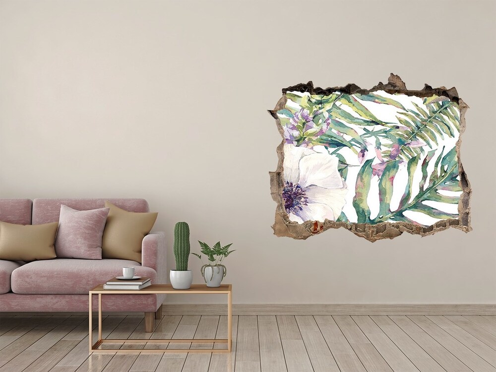 Hole wall sticker Ferns and flowers