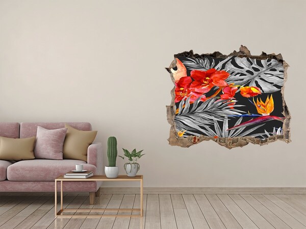 Hole wall sticker Tropical paradise behind the wall