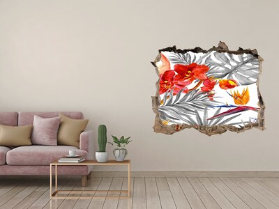 3D wall hole wallpaper Tropical paradise behind the wall