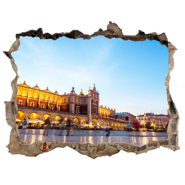 3D wall hole Krakow at sunset