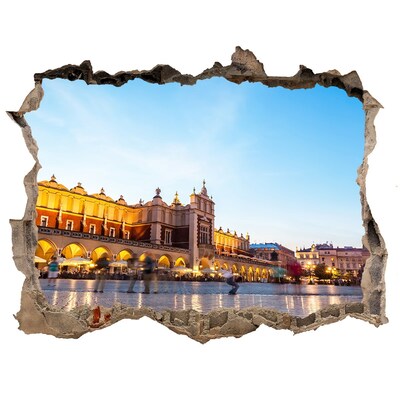 3D wall hole Krakow at sunset