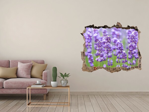 3D wall hole wallpaper Lavender field in the sunshine