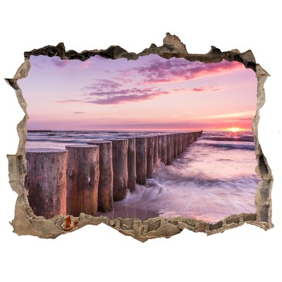 Hole wall sticker Sunset over the sea